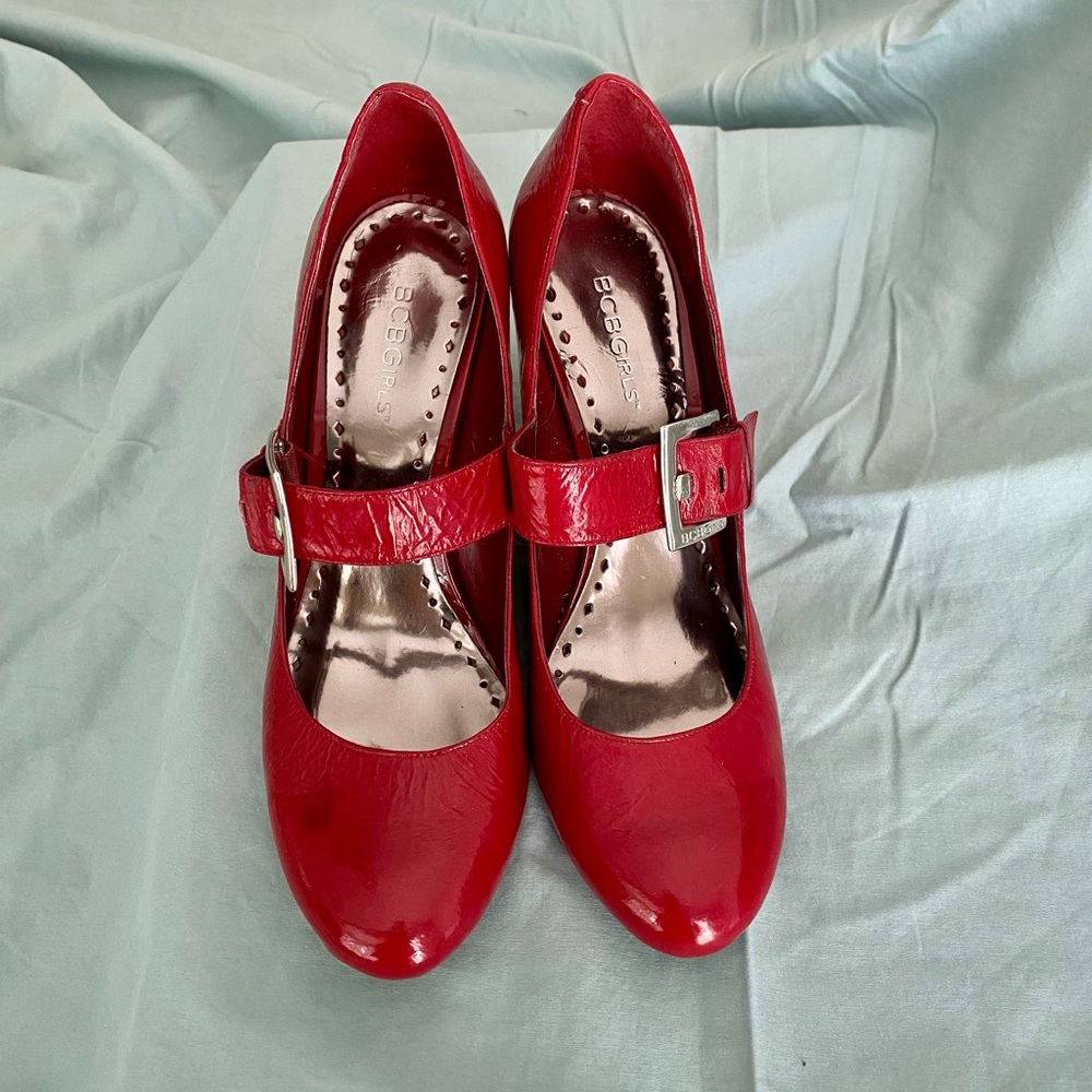 BCBGirls Red Patent Leather Wedge Heels